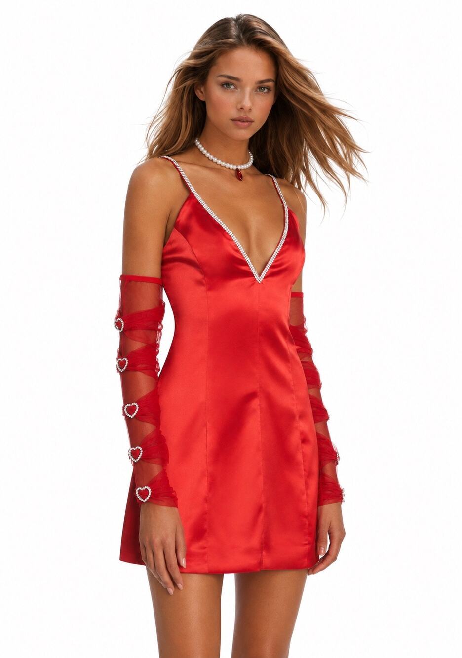 SUGAR THRILLZ BY DOLLS KILL "DO IT FOR LOVE" MINI DRESS & GLOVES SET Sz S